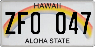 HI license plate ZFO047