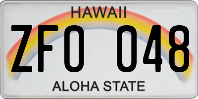 HI license plate ZFO048