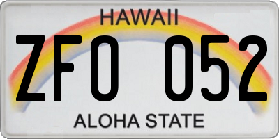 HI license plate ZFO052