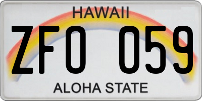 HI license plate ZFO059