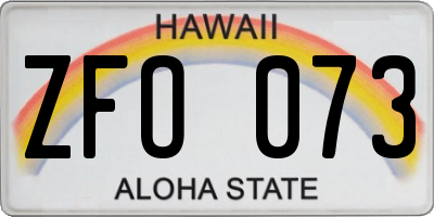 HI license plate ZFO073
