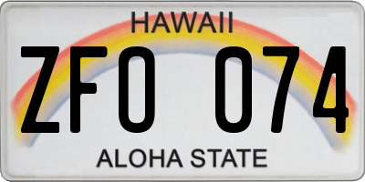 HI license plate ZFO074