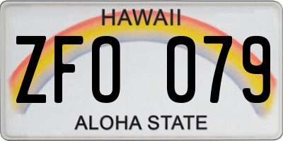HI license plate ZFO079