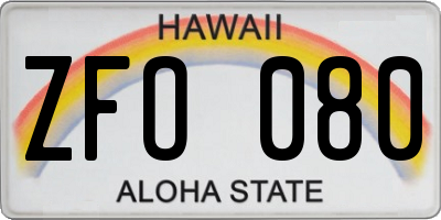 HI license plate ZFO080