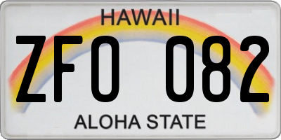 HI license plate ZFO082