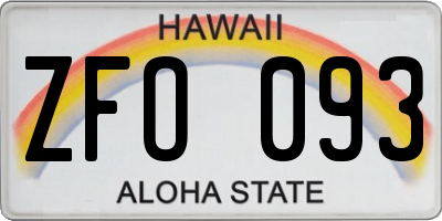 HI license plate ZFO093