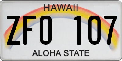 HI license plate ZFO107