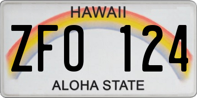 HI license plate ZFO124