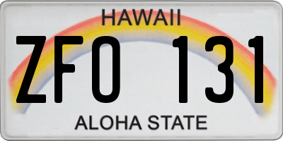 HI license plate ZFO131