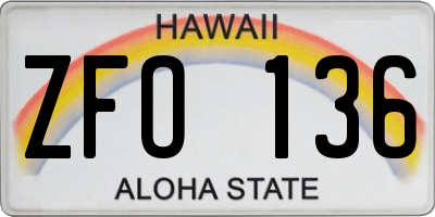 HI license plate ZFO136