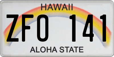 HI license plate ZFO141