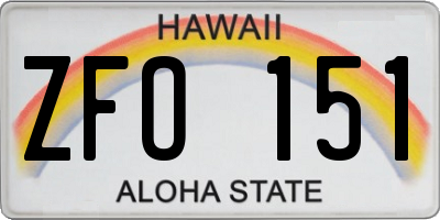 HI license plate ZFO151