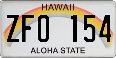 HI license plate ZFO154