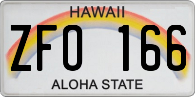 HI license plate ZFO166