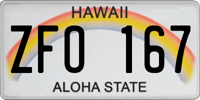 HI license plate ZFO167