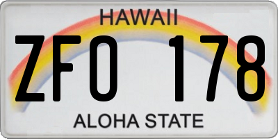 HI license plate ZFO178