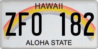 HI license plate ZFO182