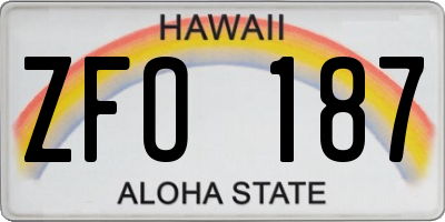 HI license plate ZFO187