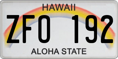 HI license plate ZFO192