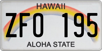 HI license plate ZFO195