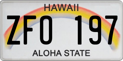 HI license plate ZFO197