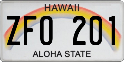 HI license plate ZFO201