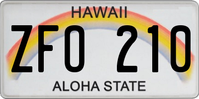 HI license plate ZFO210
