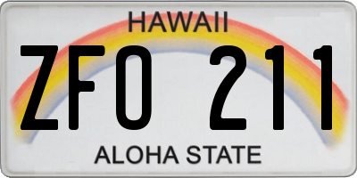 HI license plate ZFO211