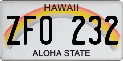 HI license plate ZFO232