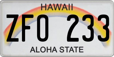 HI license plate ZFO233