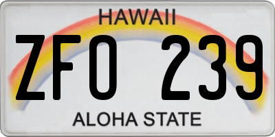HI license plate ZFO239