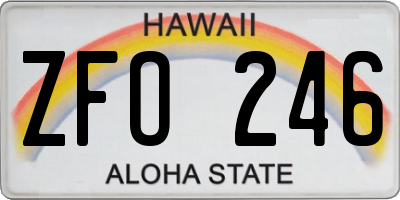 HI license plate ZFO246