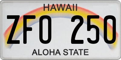 HI license plate ZFO250