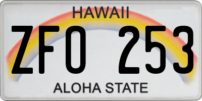 HI license plate ZFO253