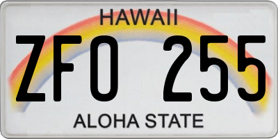 HI license plate ZFO255