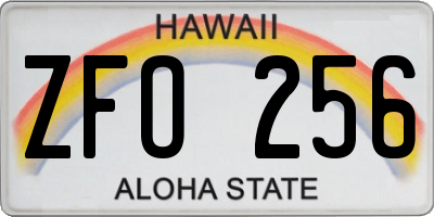 HI license plate ZFO256