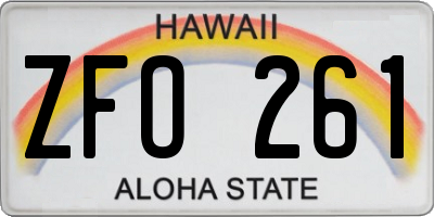 HI license plate ZFO261