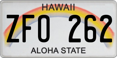 HI license plate ZFO262