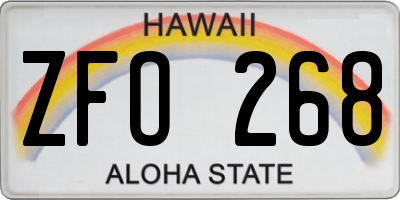 HI license plate ZFO268