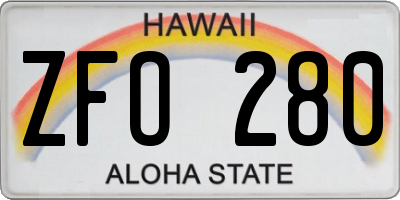 HI license plate ZFO280