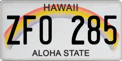HI license plate ZFO285