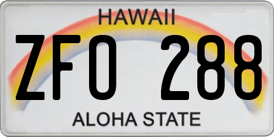 HI license plate ZFO288
