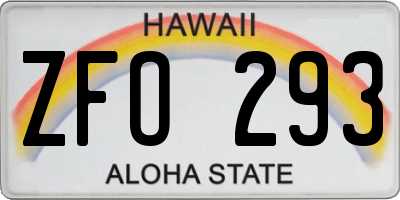HI license plate ZFO293