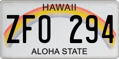 HI license plate ZFO294