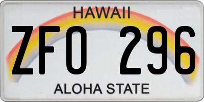 HI license plate ZFO296