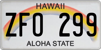 HI license plate ZFO299
