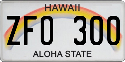 HI license plate ZFO300