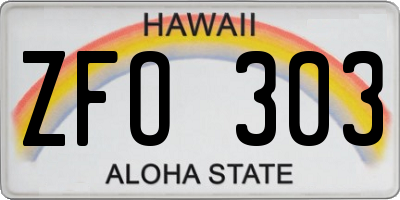 HI license plate ZFO303