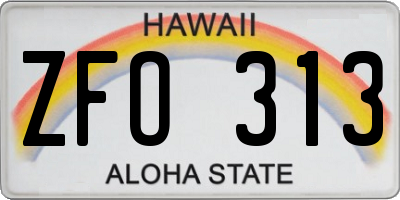 HI license plate ZFO313