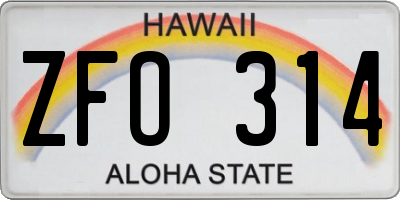 HI license plate ZFO314